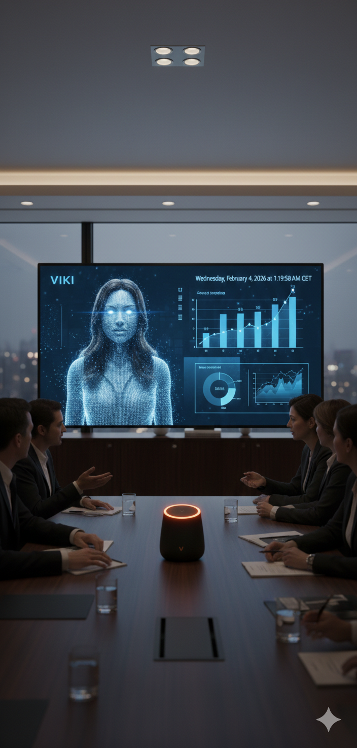 VIKI Pod en sala de reuniones con equipo